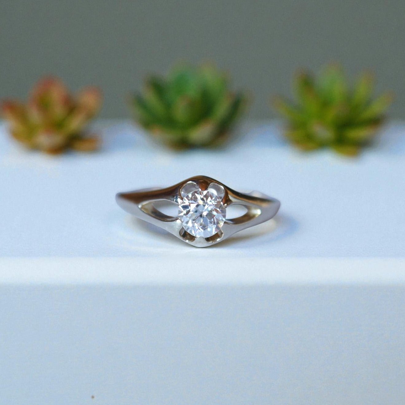 Belcher Ring with 0.62-ct Old European-Cut Diamond - Petra Star