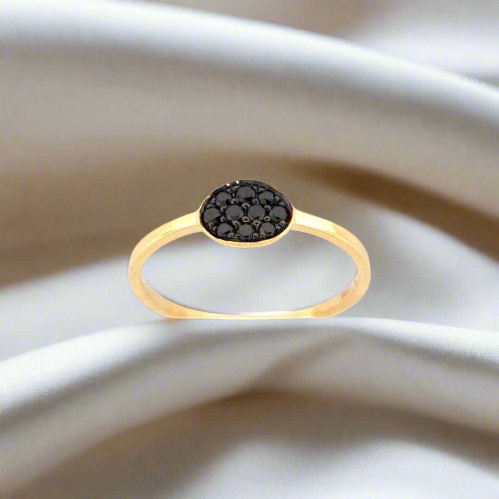 Black Diamond Ring 14k Yellow Gold - Petra Star