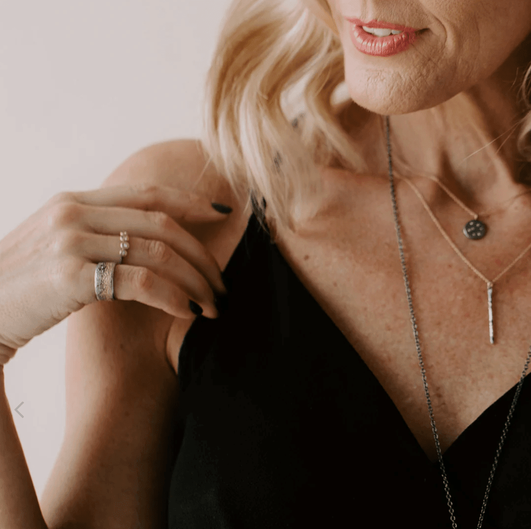 Black & Gold Dusted Band—22k Gold & Oxidized Argentium Silver - Petra Star