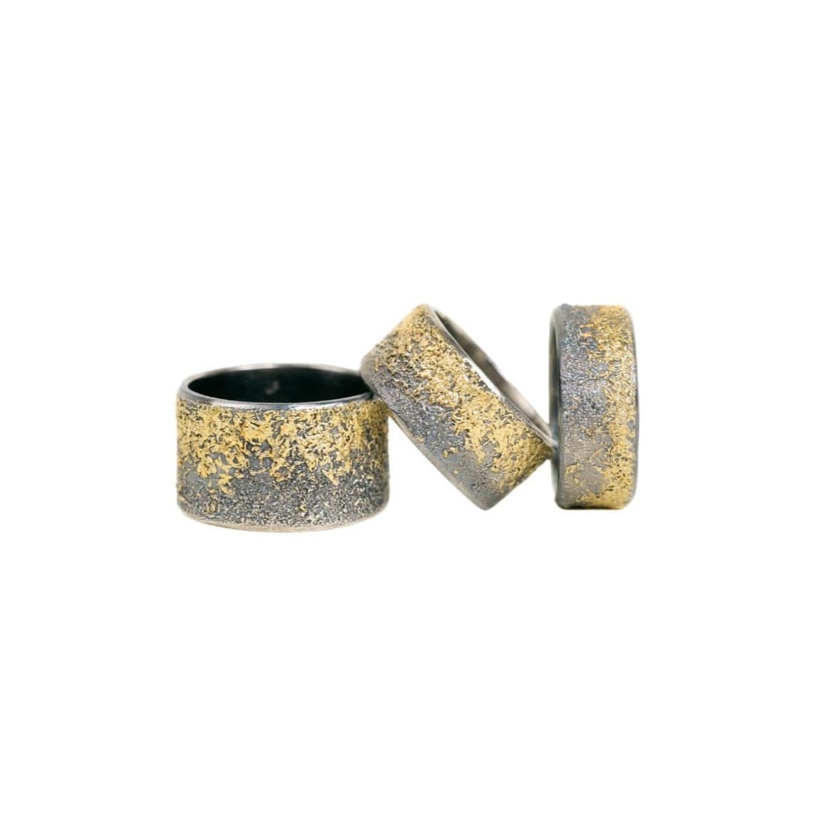 Black & Gold Dusted Band—22k Gold & Oxidized Argentium Silver - Petra Star
