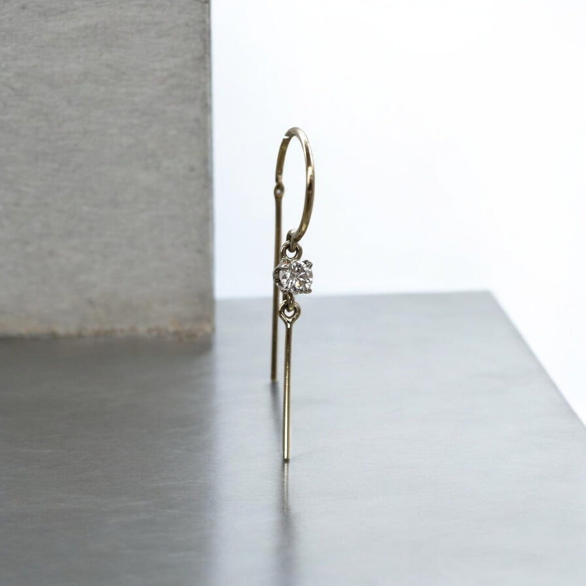 Bling Earrings 14k White Gold & Repurposed Earth-Mined Diamond Single - Petra Star