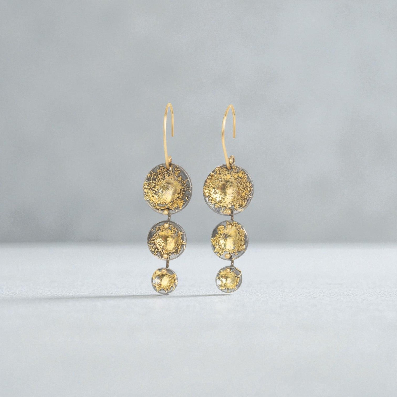 Blossom Earring Drops—22k Gold Dust, 18k Gold & Oxidized Silver - Petra Star