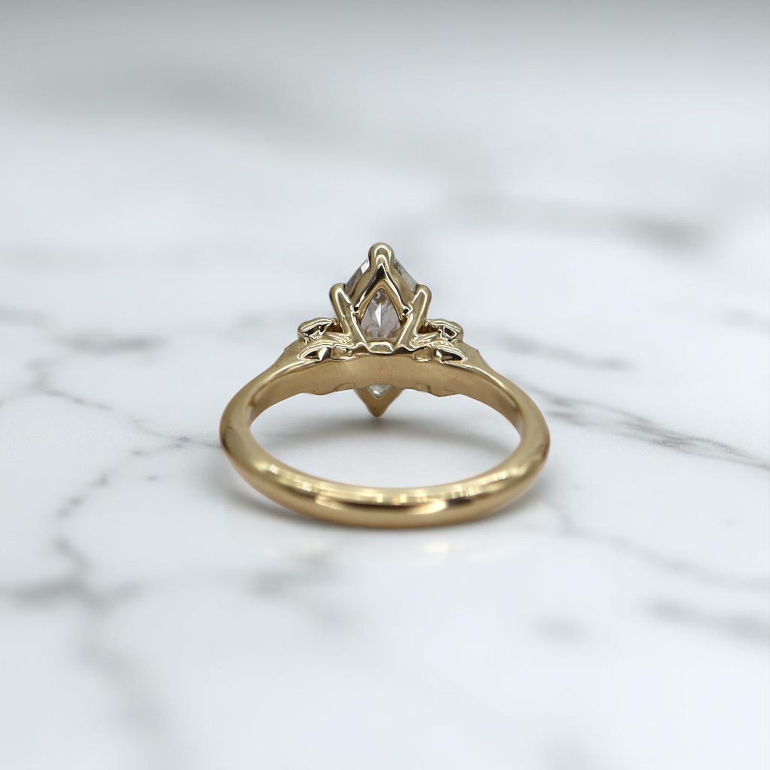 Botanical Ring with Marquise Center Lab Created Diamond - Petra Star