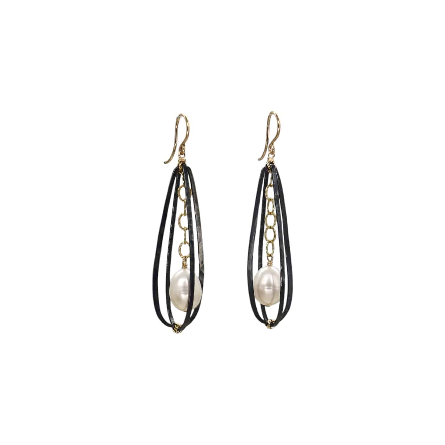 Caged Pearl Drop Earrings - Petra Star