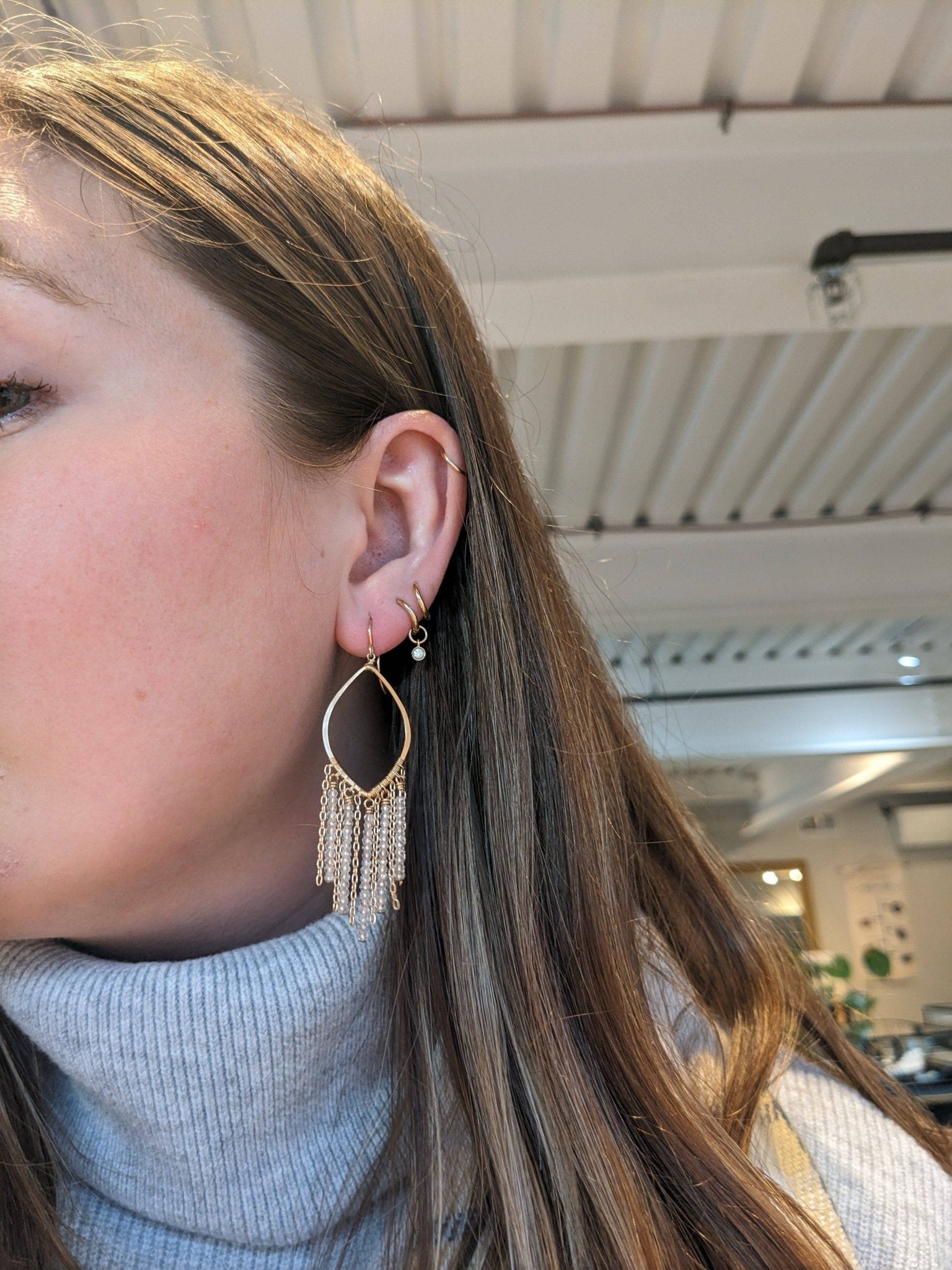 Champagne Cascade Earrings With Crystal - Petra Star