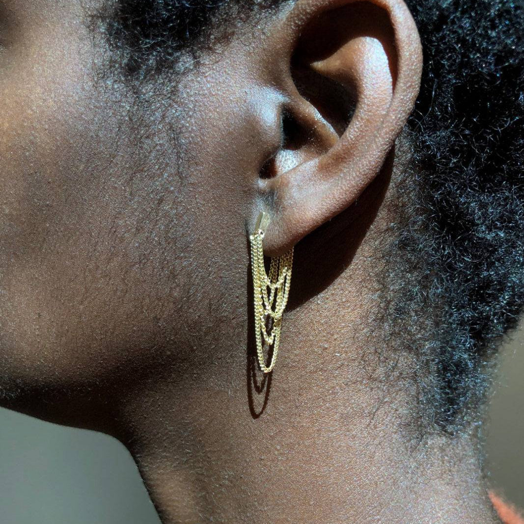 Chandelier Earrings in 14k Yellow Gold - Petra Star