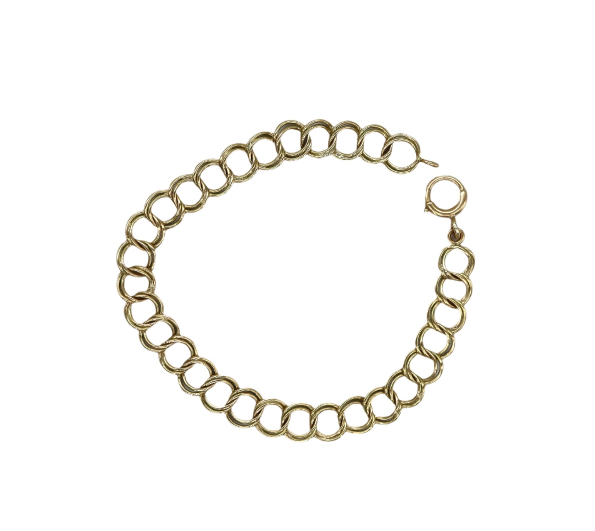 Charm Bracelet 14k Yellow Gold 7.5 " 5.7MM Wide Bracelet - Petra Star