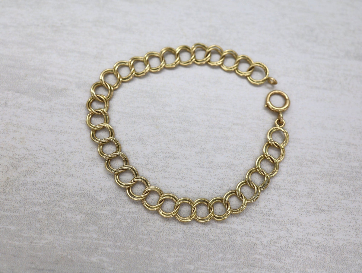 Charm Bracelet 14k Yellow Gold 7.5 " 5.7MM Wide Bracelet - Petra Star