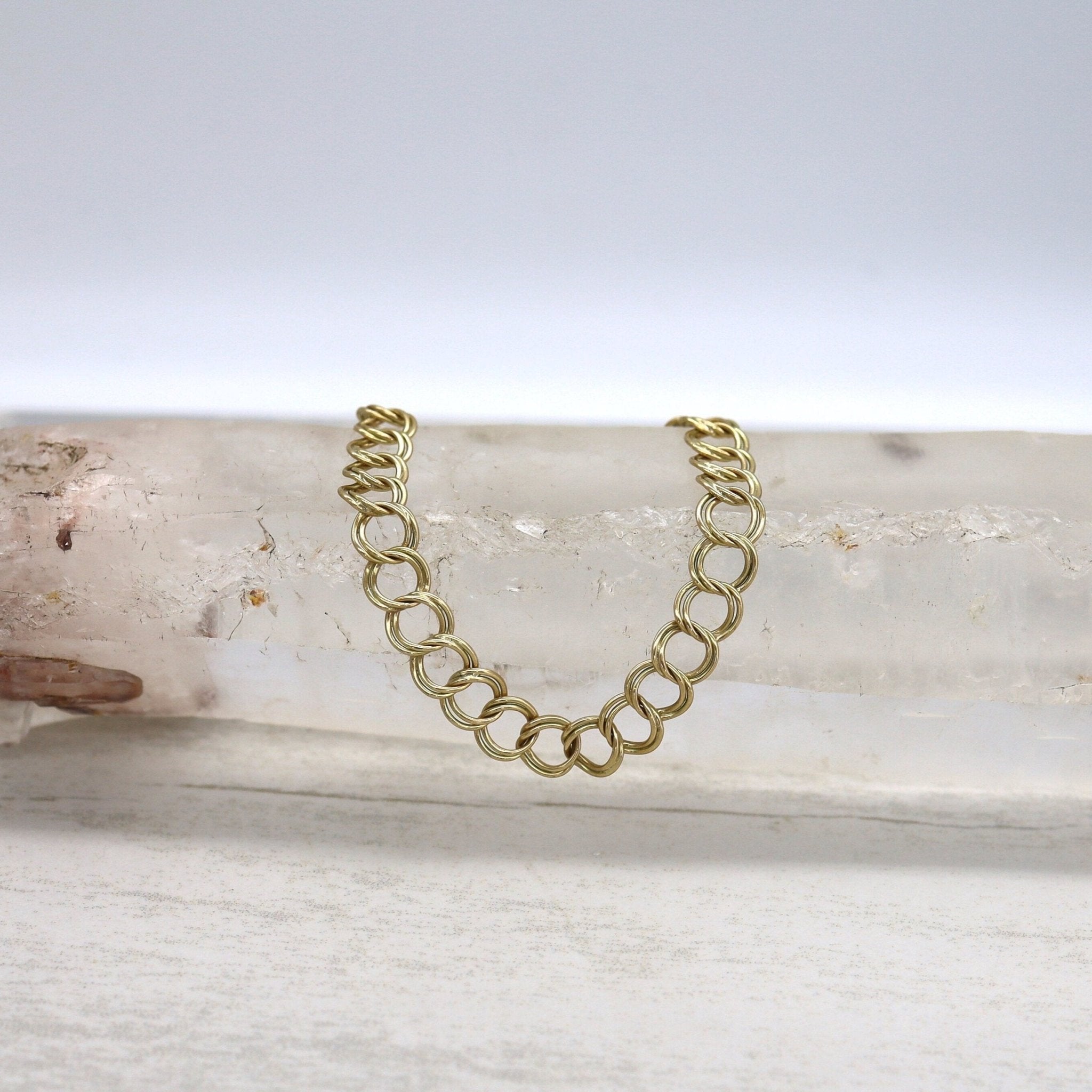 Charm Bracelet 14k Yellow Gold 7.5 " 5.7MM Wide Bracelet - Petra Star