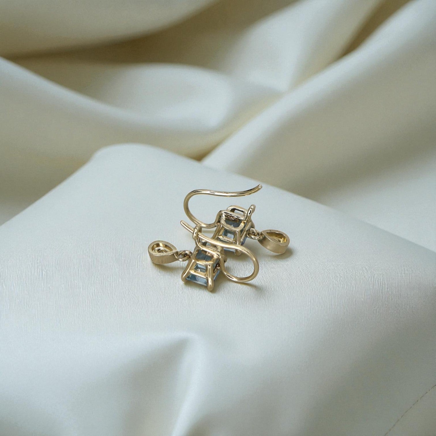 Colorado Mined Aquamarine Earrings in 14k Yellow Gold with Diamonds - Petra Star