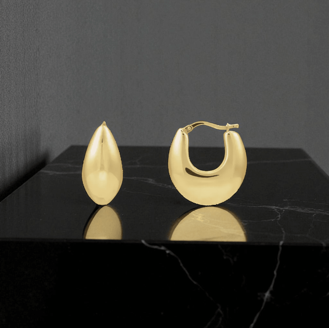 Contemporary Electroformed Hoop Earrings (14k Gold or Sterling Silver) - Petra Star