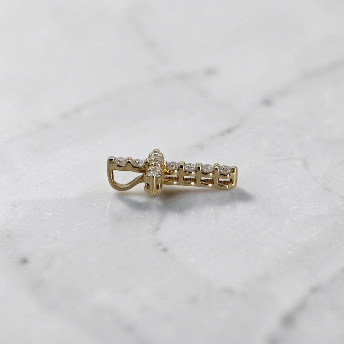 Dainty Diamond Cross Pendant | 14K Yellow Gold | 0.13 CTW Earth Mined Diamonds - Petra StarPendant