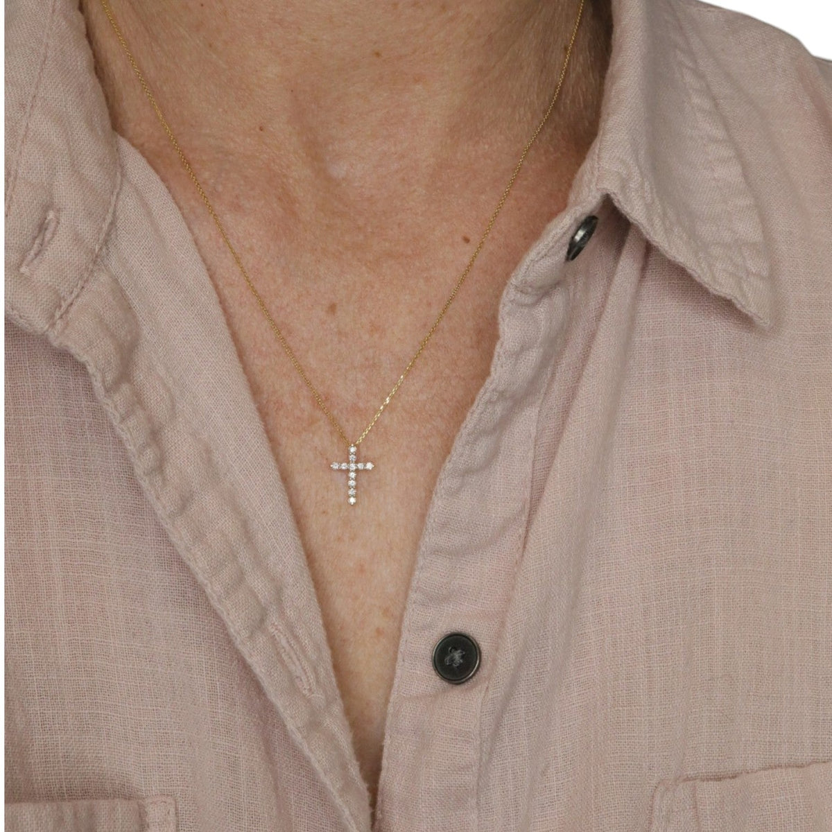 Dainty Diamond Cross Pendant | 14K Yellow Gold | 0.13 CTW Earth Mined Diamonds - Petra StarPendant