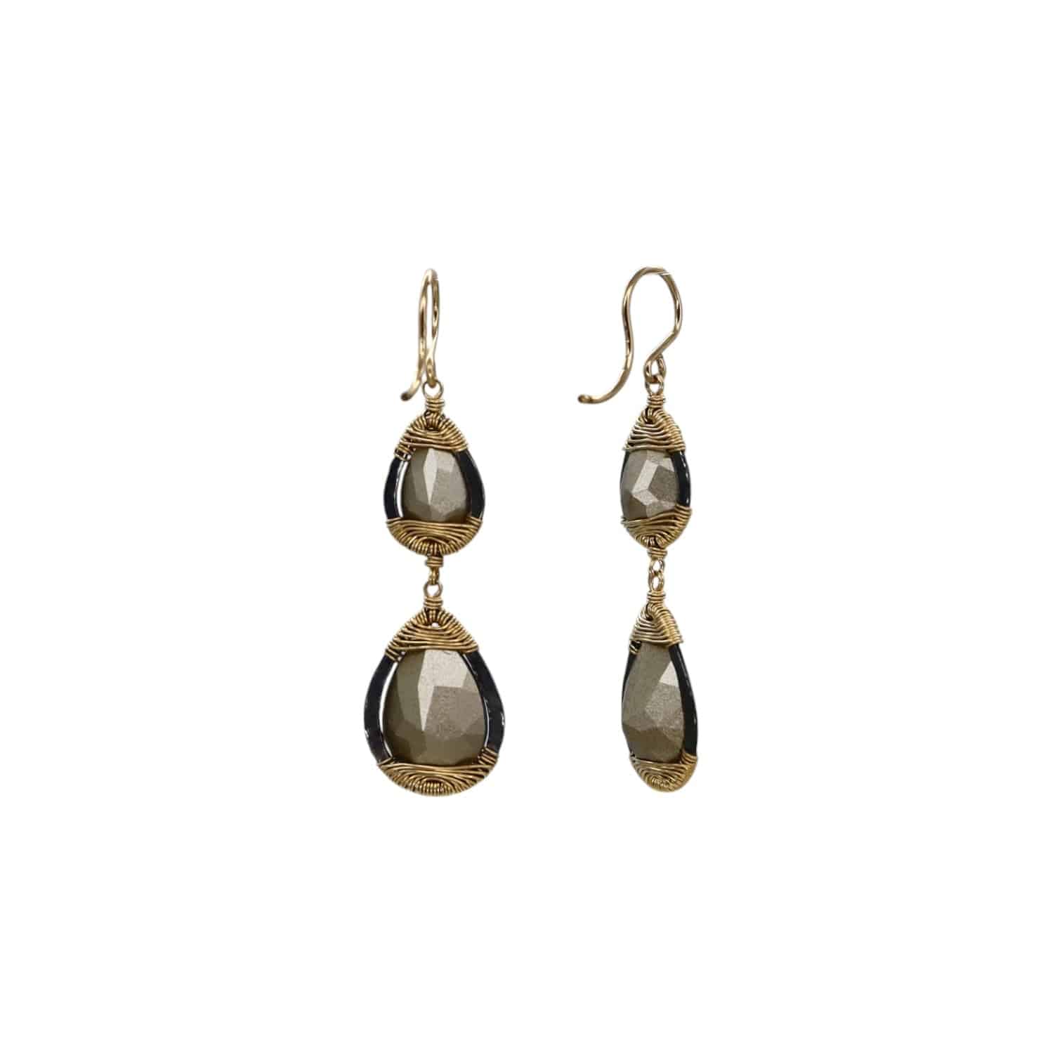 Dana Kellin Ocean Blue Double Drop Earrings With Swarovski Crystals Gold Filled - Petra Star