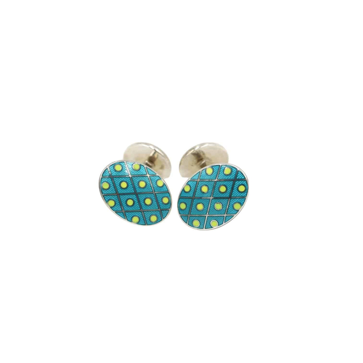 Deakin & Francis Turquoise and Yellow Enamel and Sterling Silver Cufflinks - Petra Star