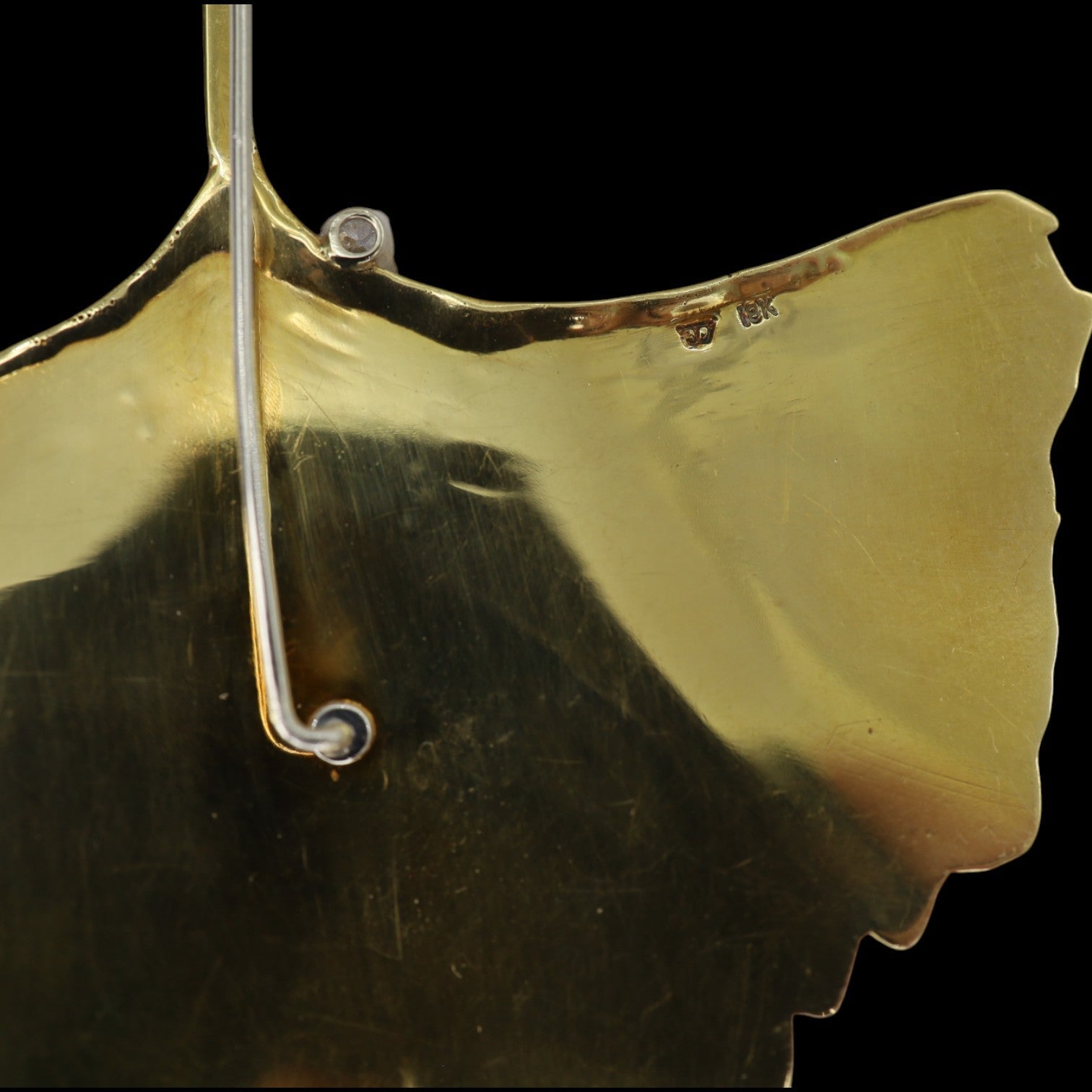 Designer 18k Gold Ginkgo Leaf Brooch - Petra Star
