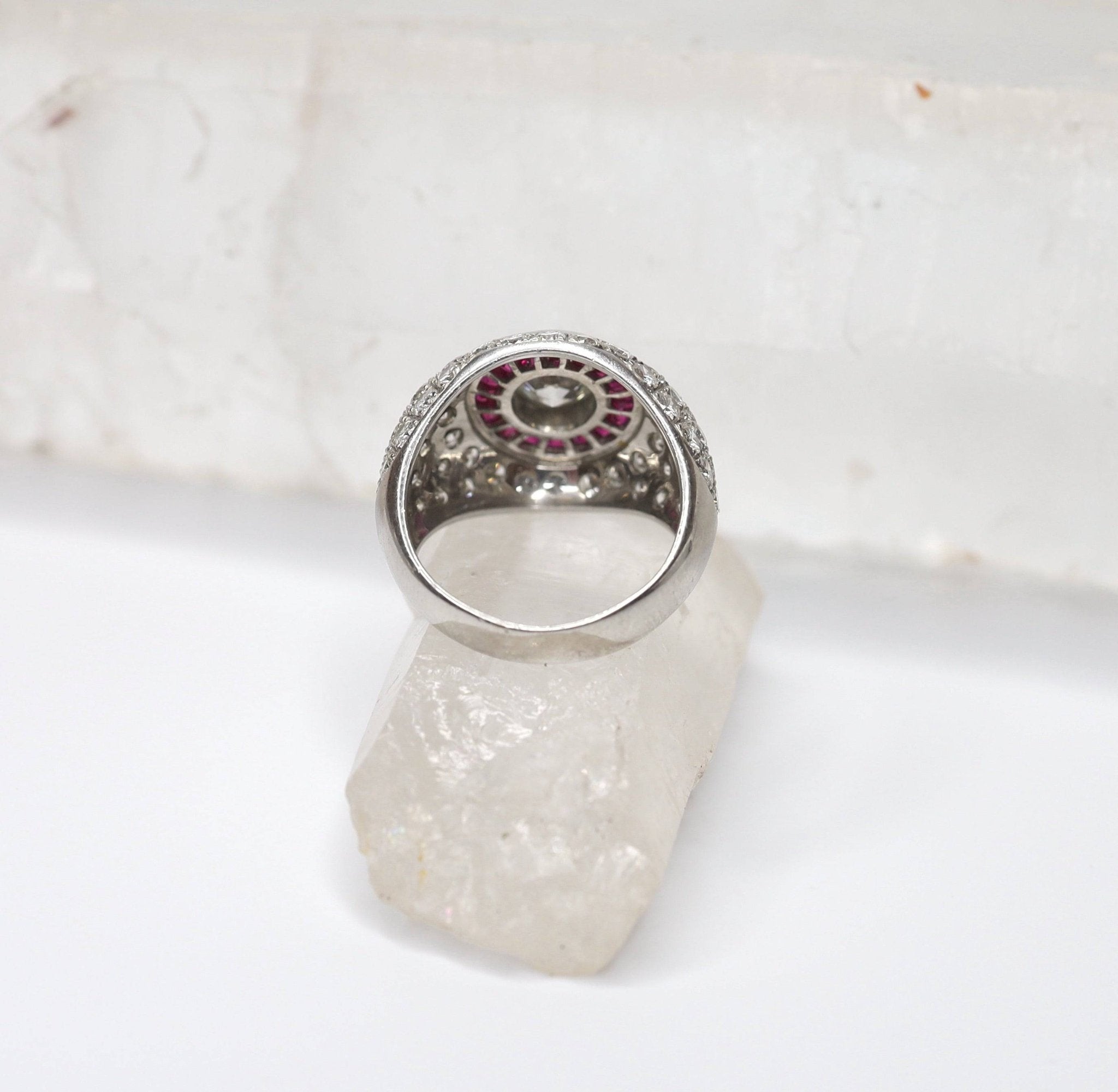 Diamond and Ruby Cocktail Ring in Platinum - Petra Star
