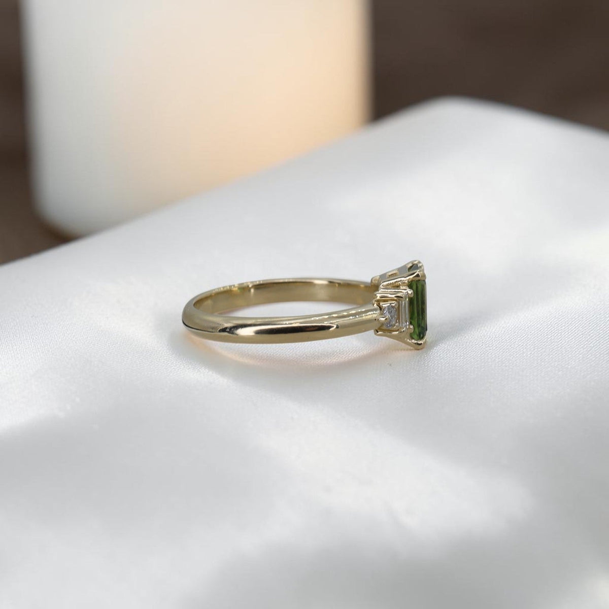 Diamond Baguette & Round Brilliant Custom Mounting | 14k Yellow Gold | Setting Only | Made to Order | Petra Star - Petra Star