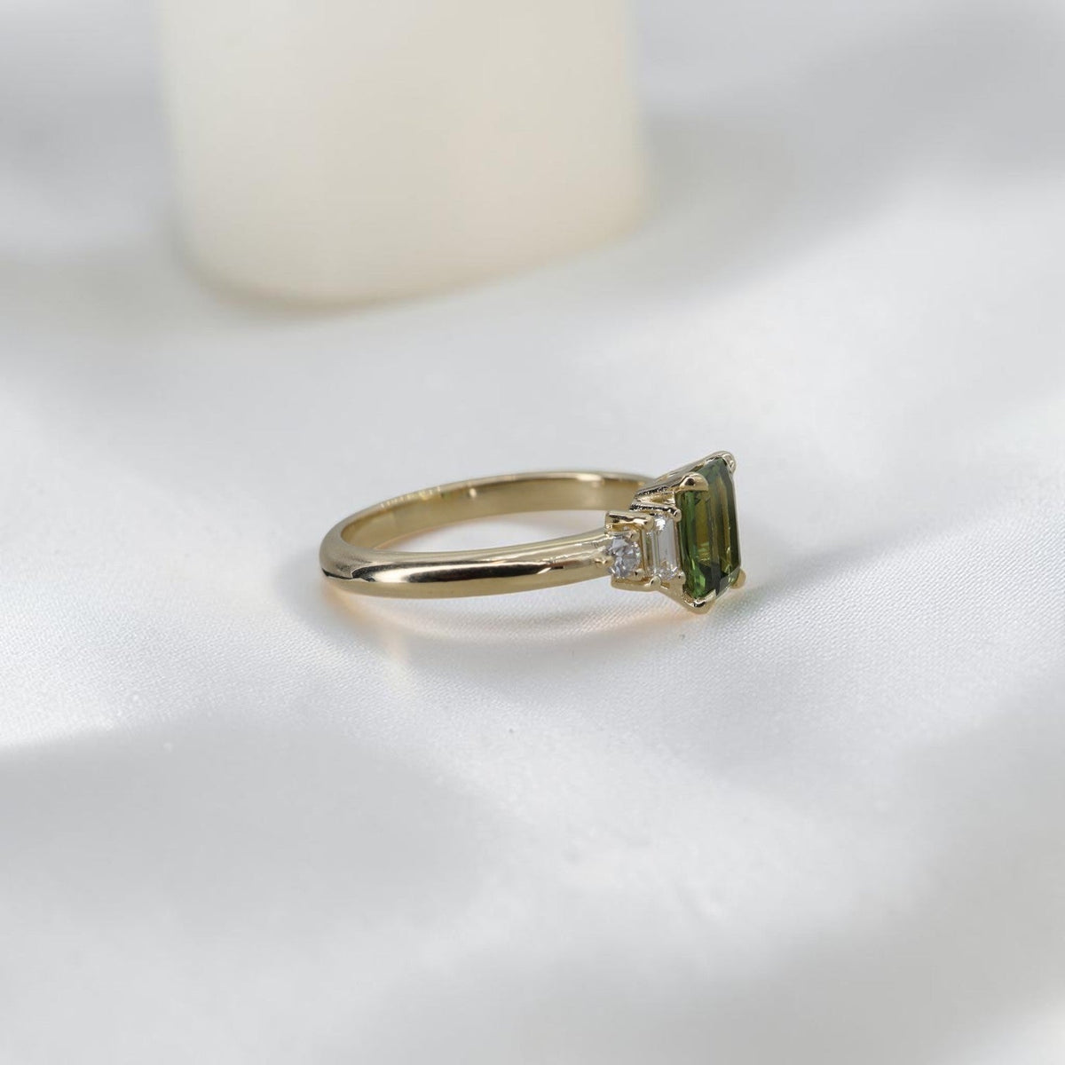 Diamond Baguette & Round Brilliant Custom Mounting | 14k Yellow Gold | Setting Only | Made to Order | Petra Star - Petra Star