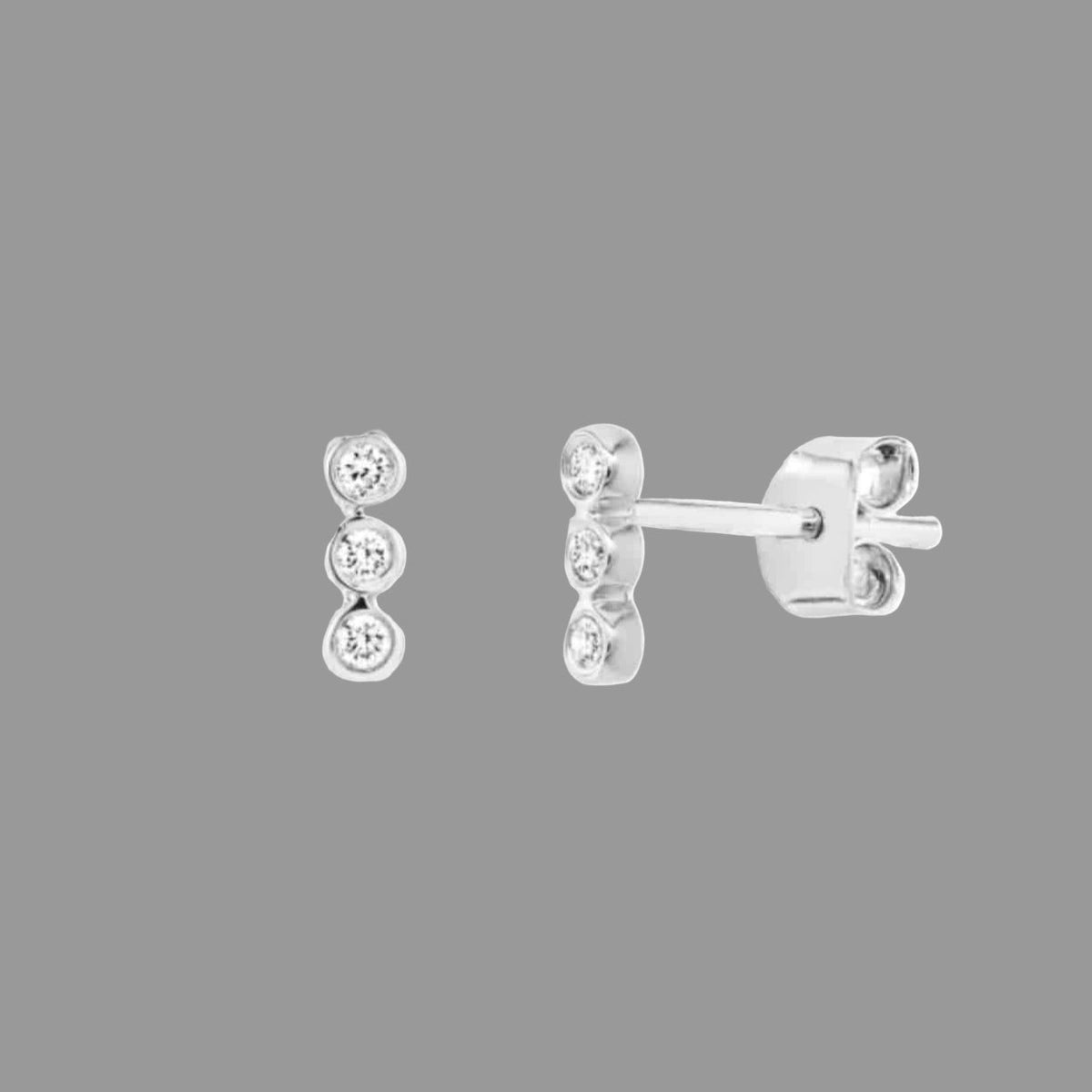 Diamond Bezel Bar Earrings in 14k White Gold (Sold as Singles) - Petra Star