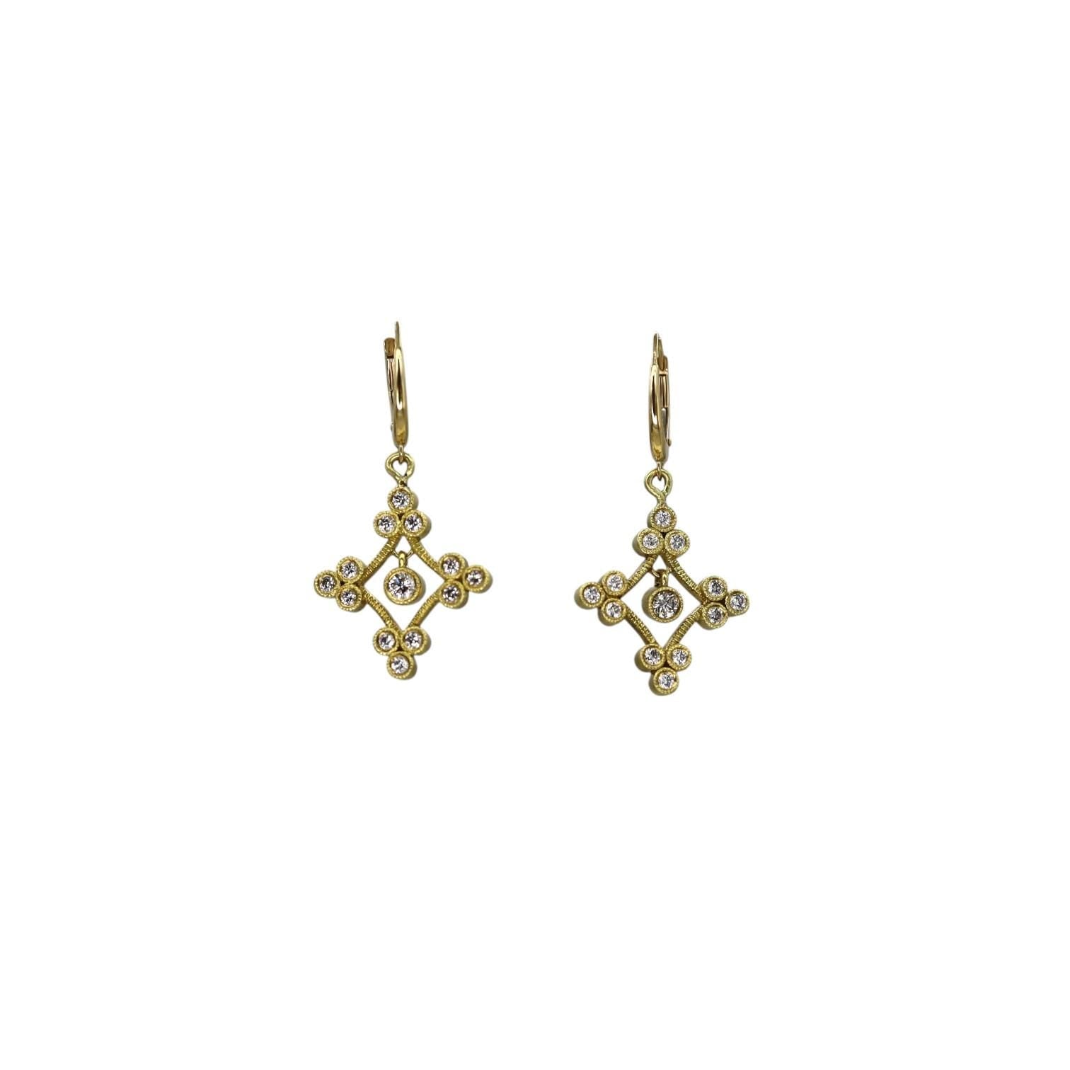 Diamond Chandelier Earrings in 18k Yellow Gold - Petra Star