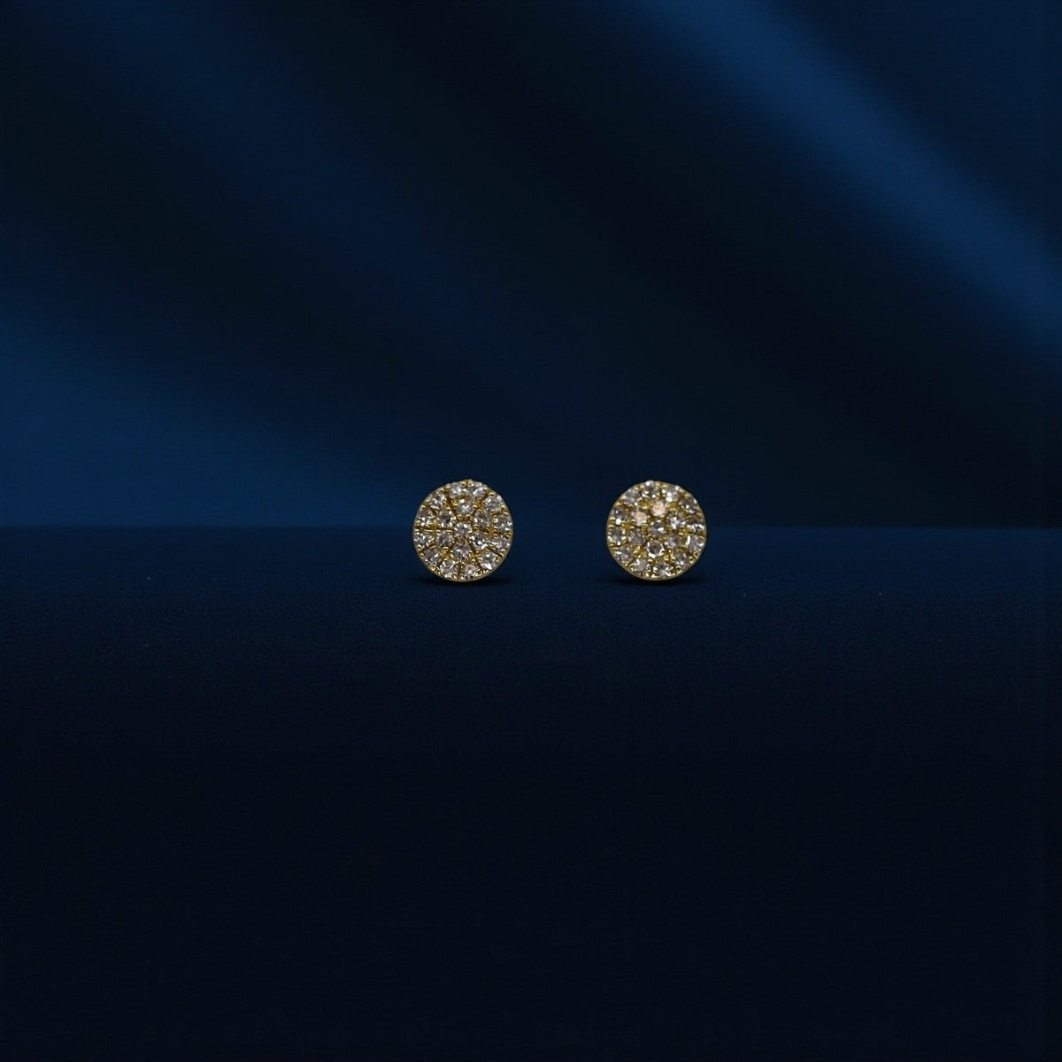Diamond Disc Stud Earrings in 14k Gold - Petra Star