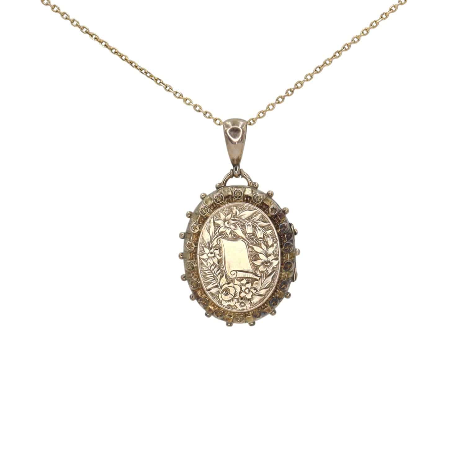 Diamond Flower & Stars Victorian Locket - Petra Star