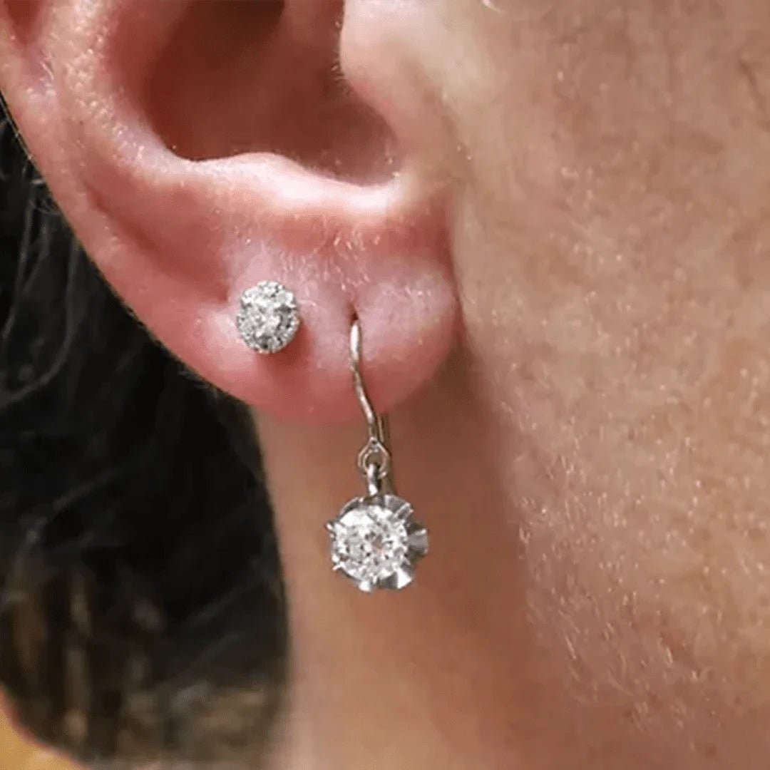 Diamond Halo Stud Earrings 14k White Gold – .25 cts | Recycled Diamond Studs - Petra Star