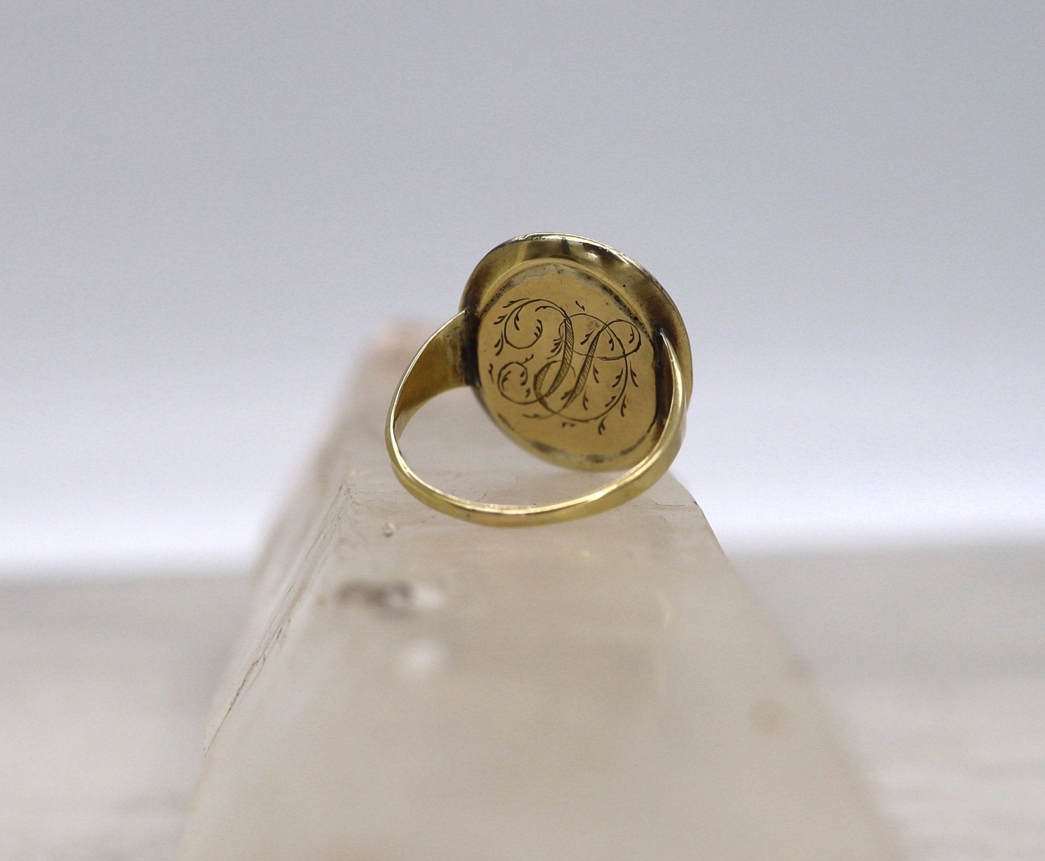 Early Victorian Blackamoor Ring Tiger's Eye Cameo in 14k Gold - Petra Star
