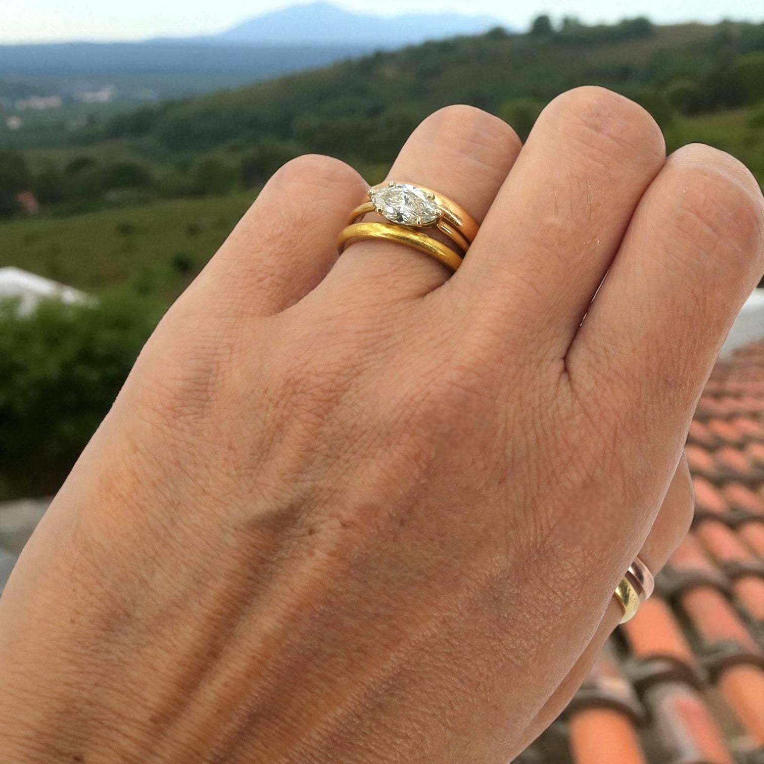 East-West Marquise Diamond Ring in Recycled 22k & 18k Gold (GIA Lab Report, Customizable) - Petra Star
