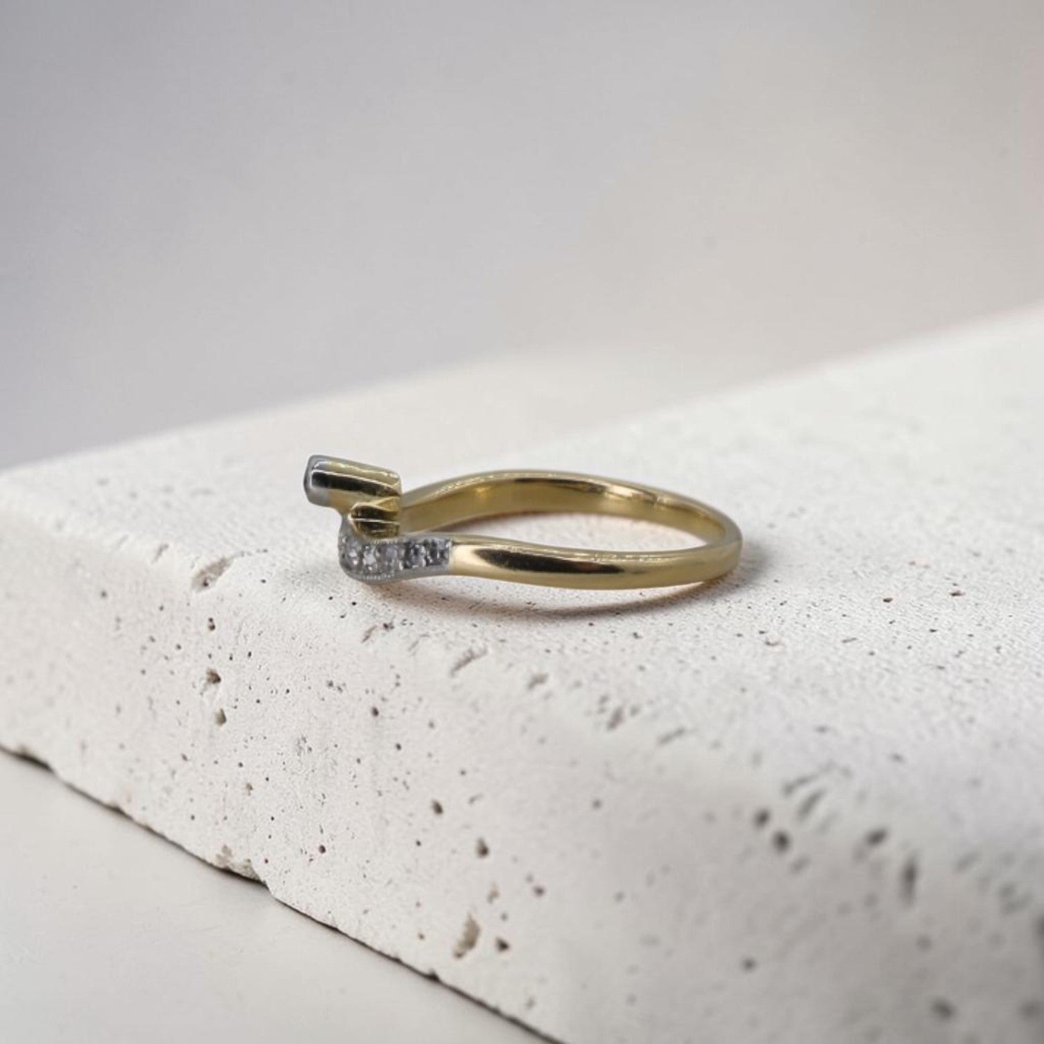 Edwardian Diamond Chevron Ring | Platinum & 18K Gold | Old European Cut | Circa 1900 | Petra Star - Petra Star