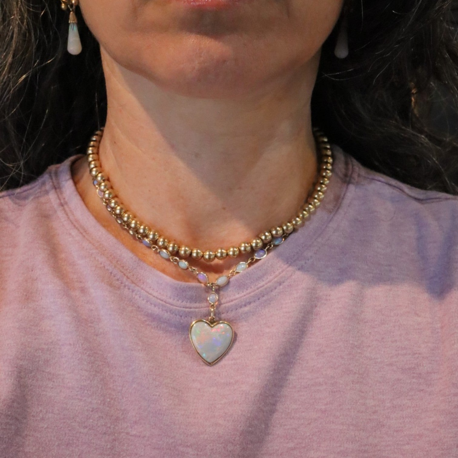 Antique Victorian Gold Bead Necklace | 14K Beads, Restored 16"