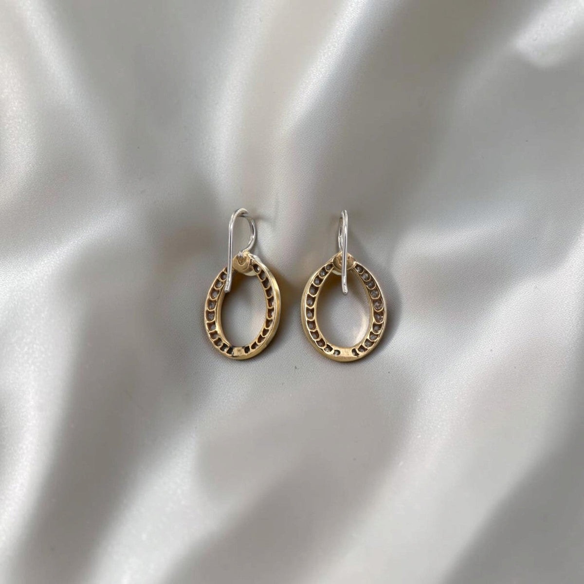 Edwardian Old European Cut Diamond & Pearl Drop Earrings | Platinum-Topped 18K Gold | Reimagined from an Antique Brooch - Petra StarEarrings