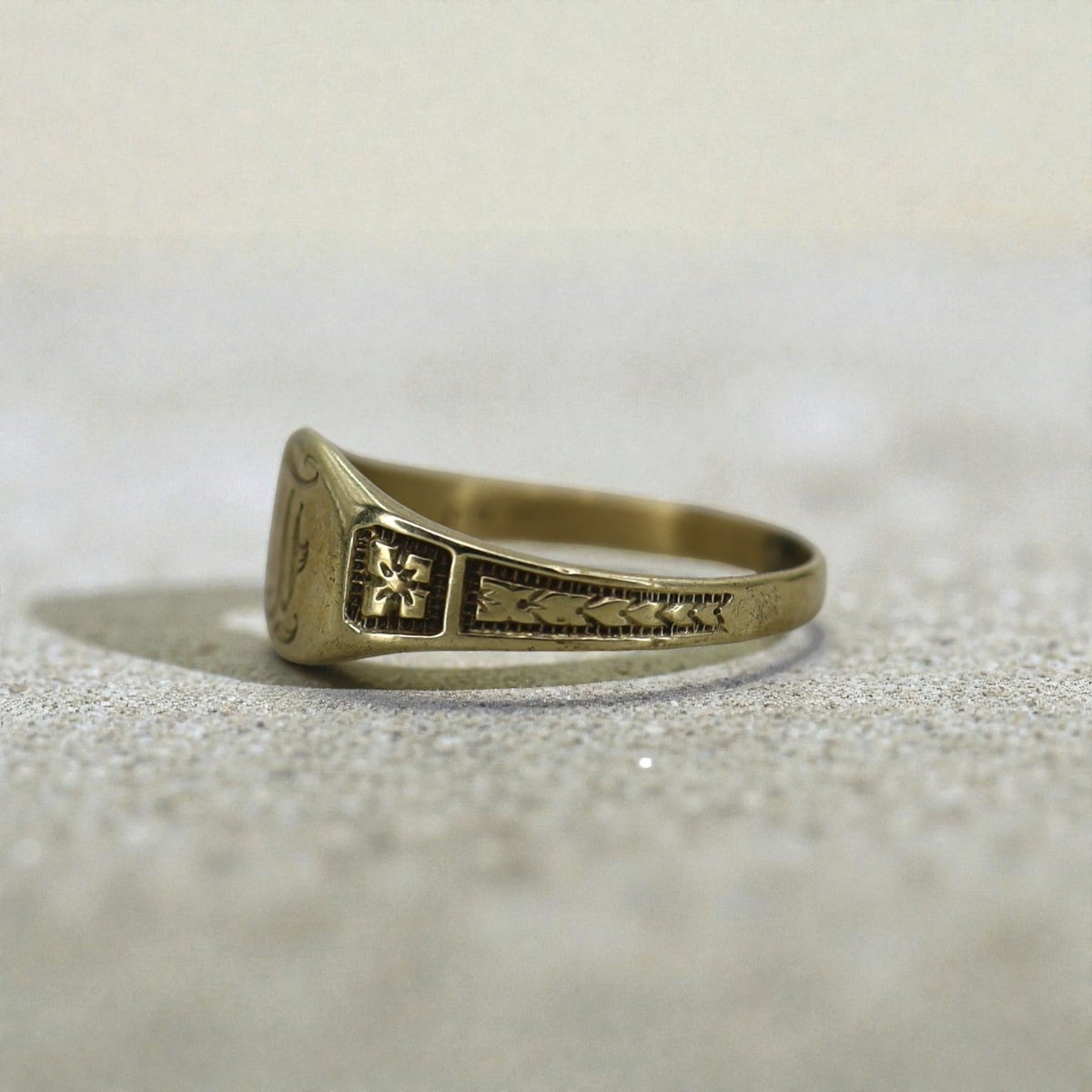 Edwardian Ostby & Barton Signet Ring – 10k Yellow Gold Pinky - Petra Star
