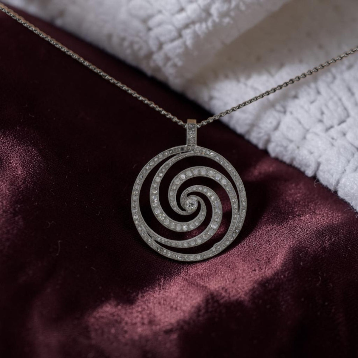 Edwardian Diamond Spiral Pendant