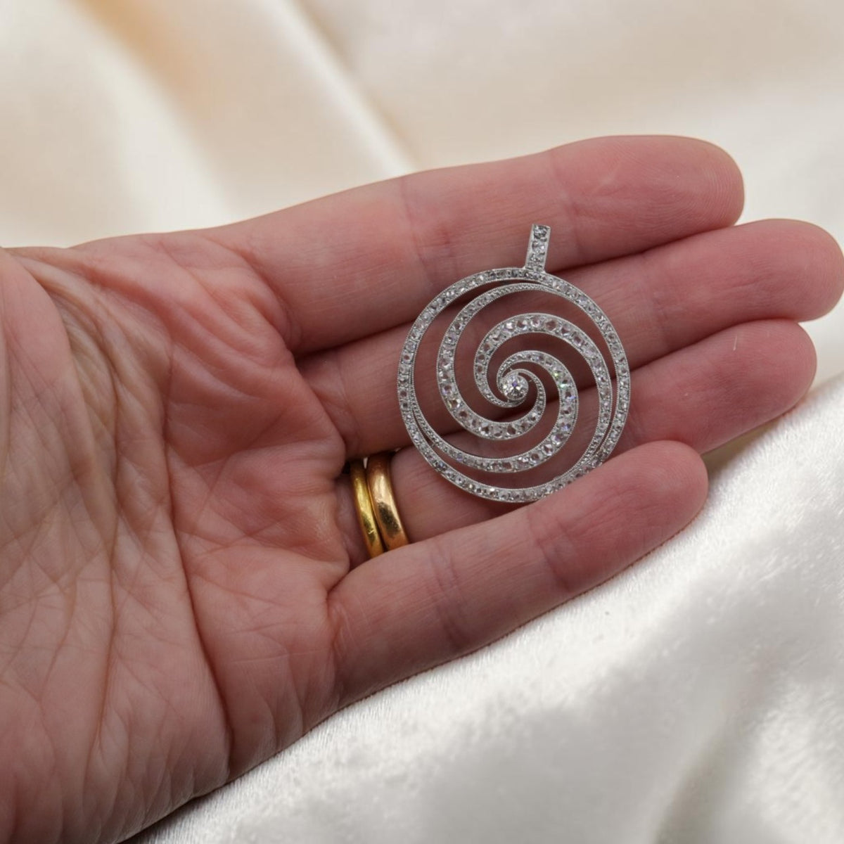 Edwardian Diamond Spiral Pendant
