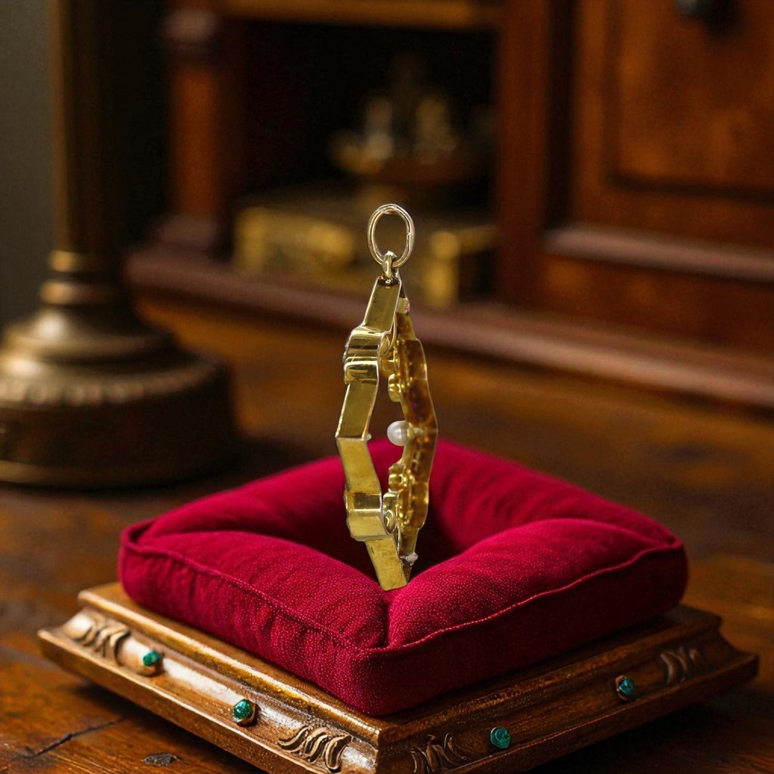Edwardian Ruby & Diamond Convertible Pendant | Converted Brooch | 18k Gold | Rose-Cut & Old Mine Diamonds - Petra Star