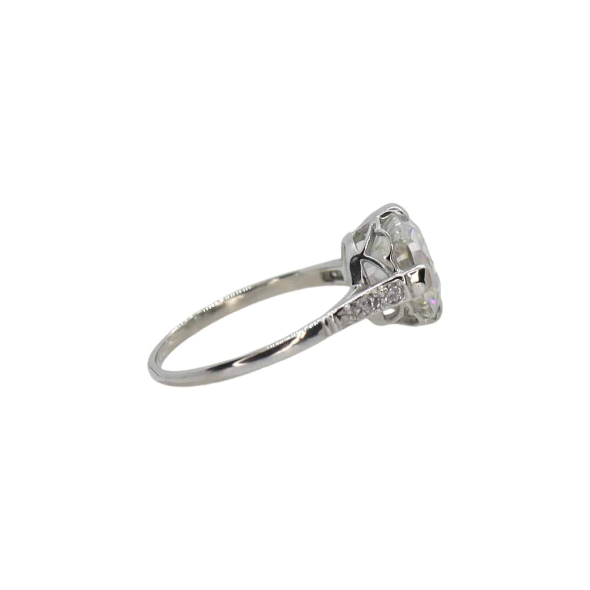 Edwardian Solitaire Semi-Mount in Platinum with Side Diamonds - Petra Star