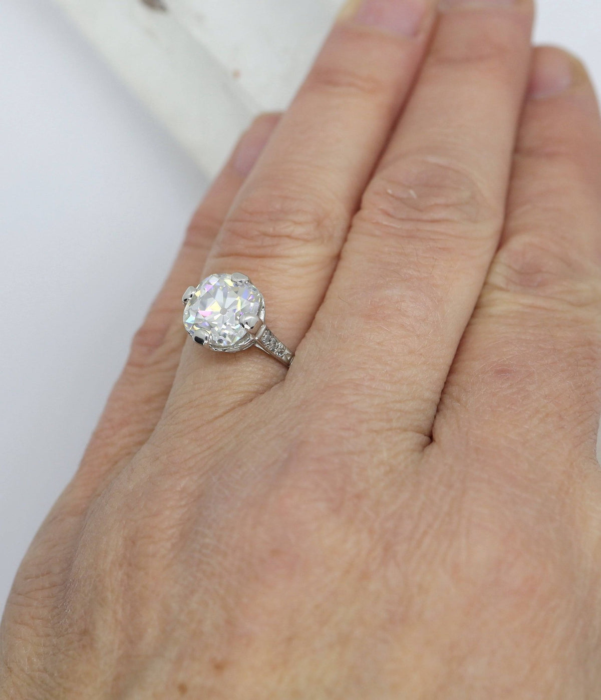 Edwardian Solitaire Semi-Mount in Platinum with Side Diamonds - Petra Star