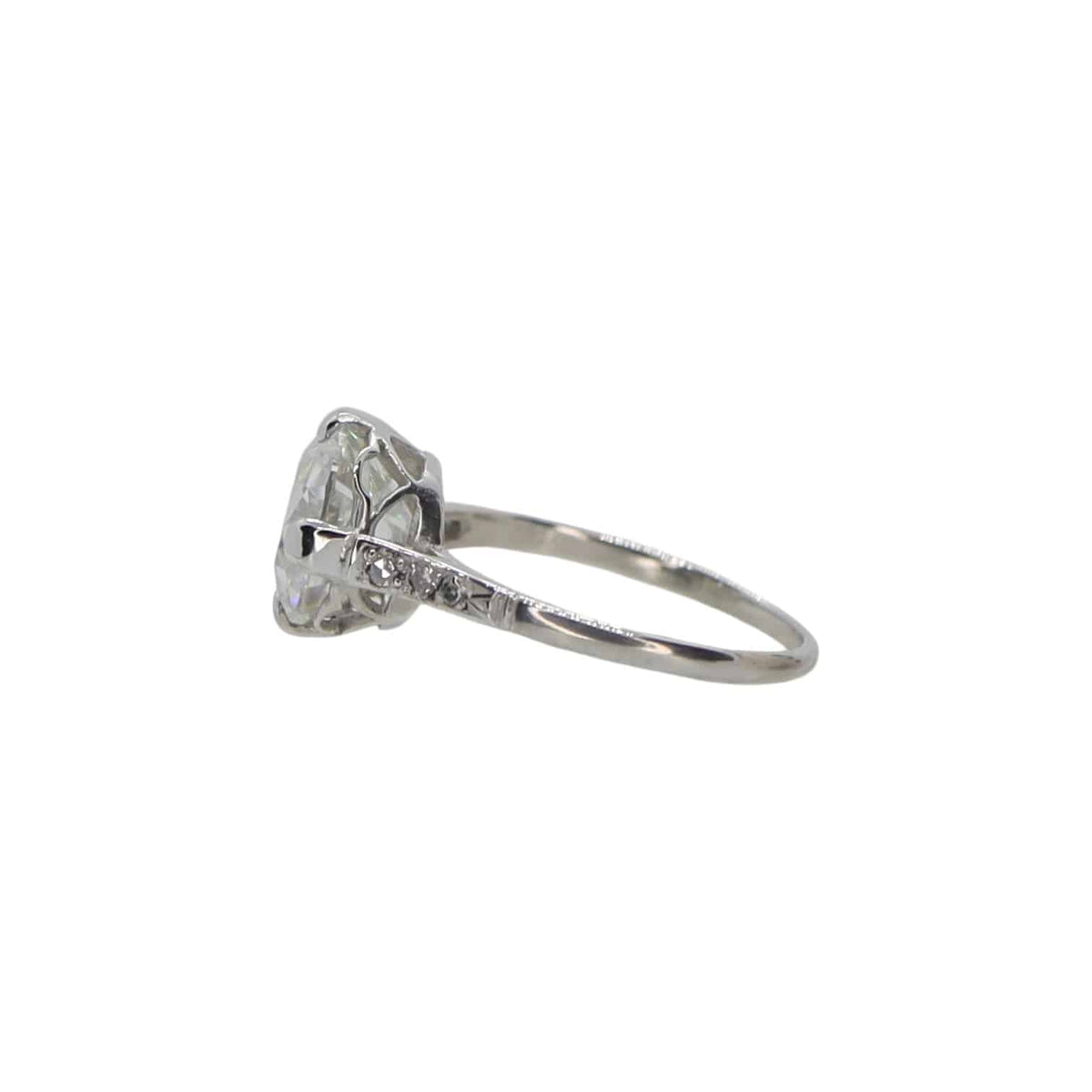 Edwardian Solitaire Semi-Mount in Platinum with Side Diamonds - Petra Star