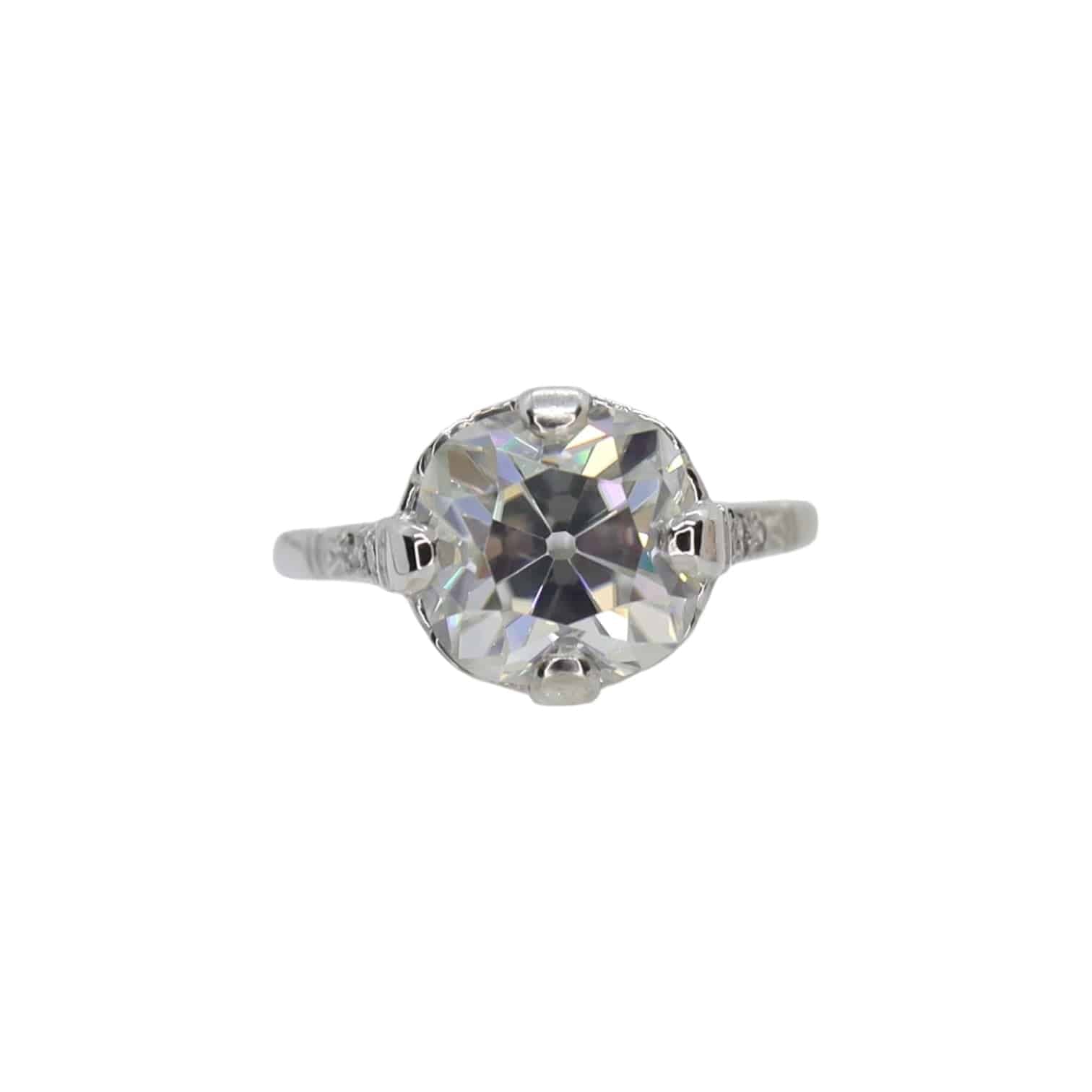 Edwardian Solitaire Semi-Mount in Platinum with Side Diamonds - Petra Star