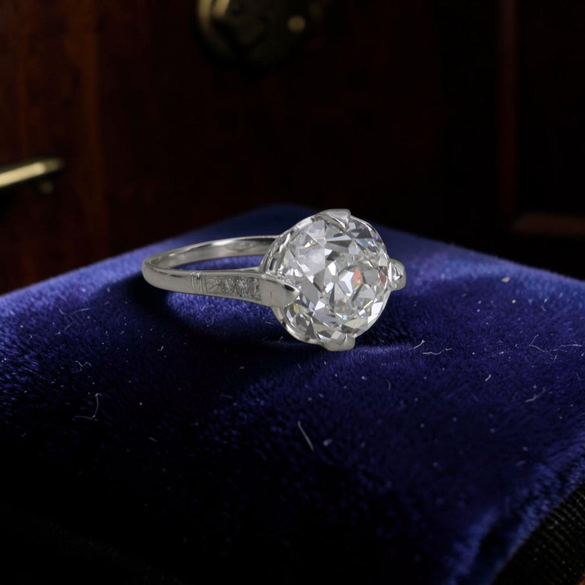Edwardian Style Platinum Solitaire Ring | 3.58ct Lab Diamond | Made to Order | Petra Star - Petra StarEngagement Ring