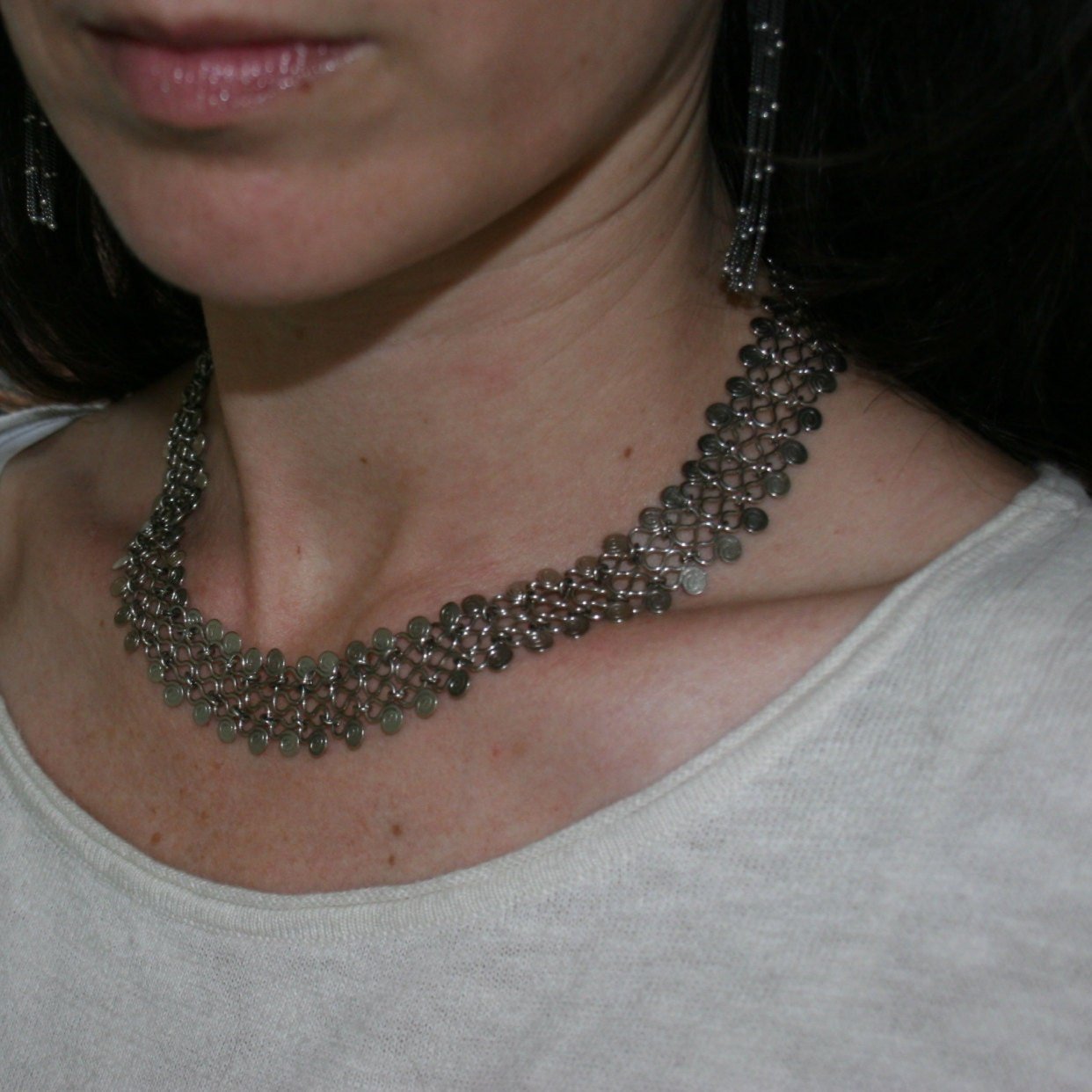 Egyptian-Style Wide Mesh Necklace Collar - Petra Star