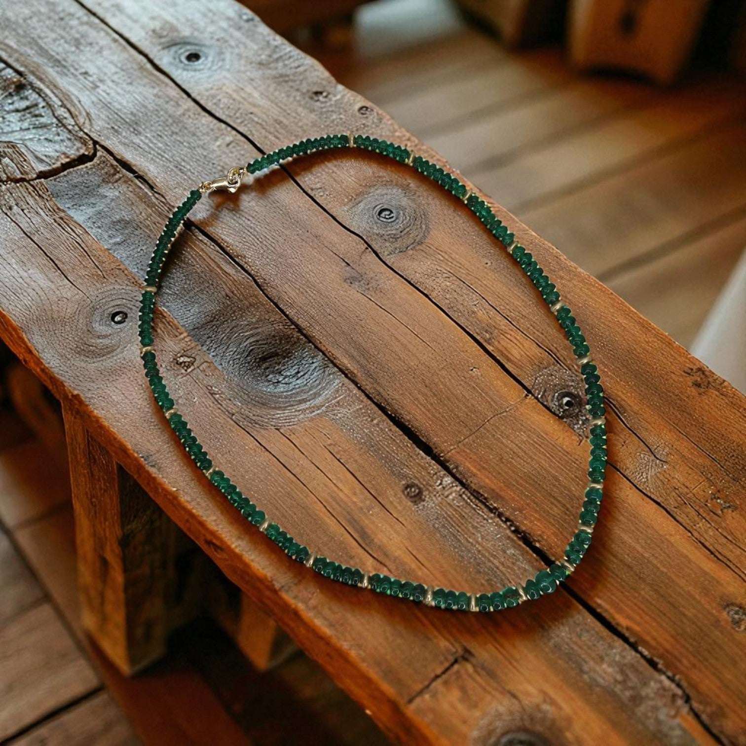 Emerald Bead Necklace - Petra Star