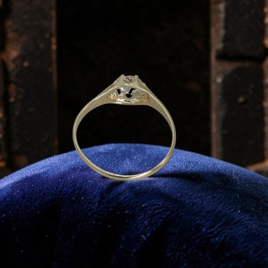 Victorian Belcher Engagement Ring — 14K Gold, 0.55ct Antique Old Mine Cut Diamond, Made to Order | Petra Star Bridal