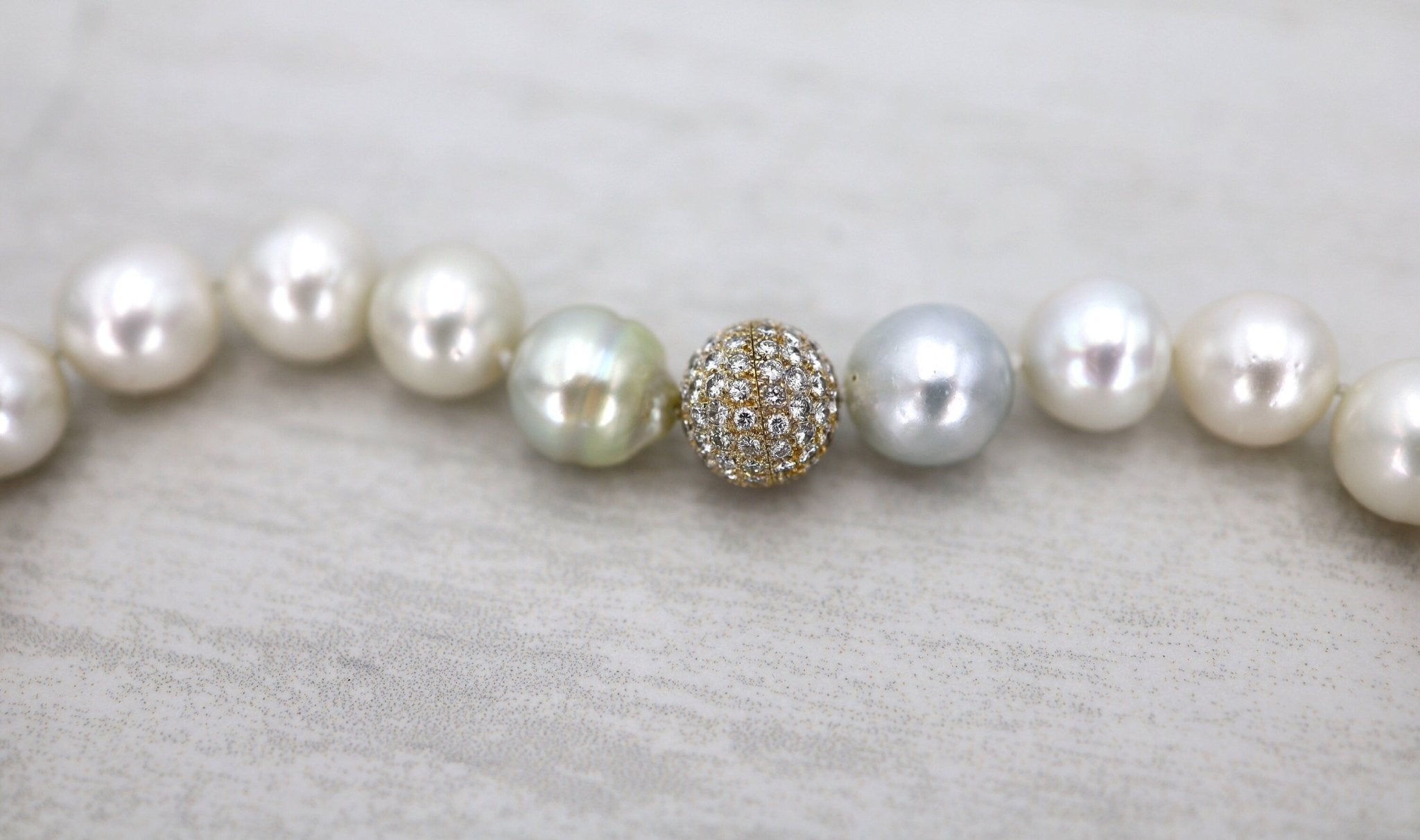 Extraordinary South Sea Pearl Necklace with Pavé Diamond Clasp - Petra Star