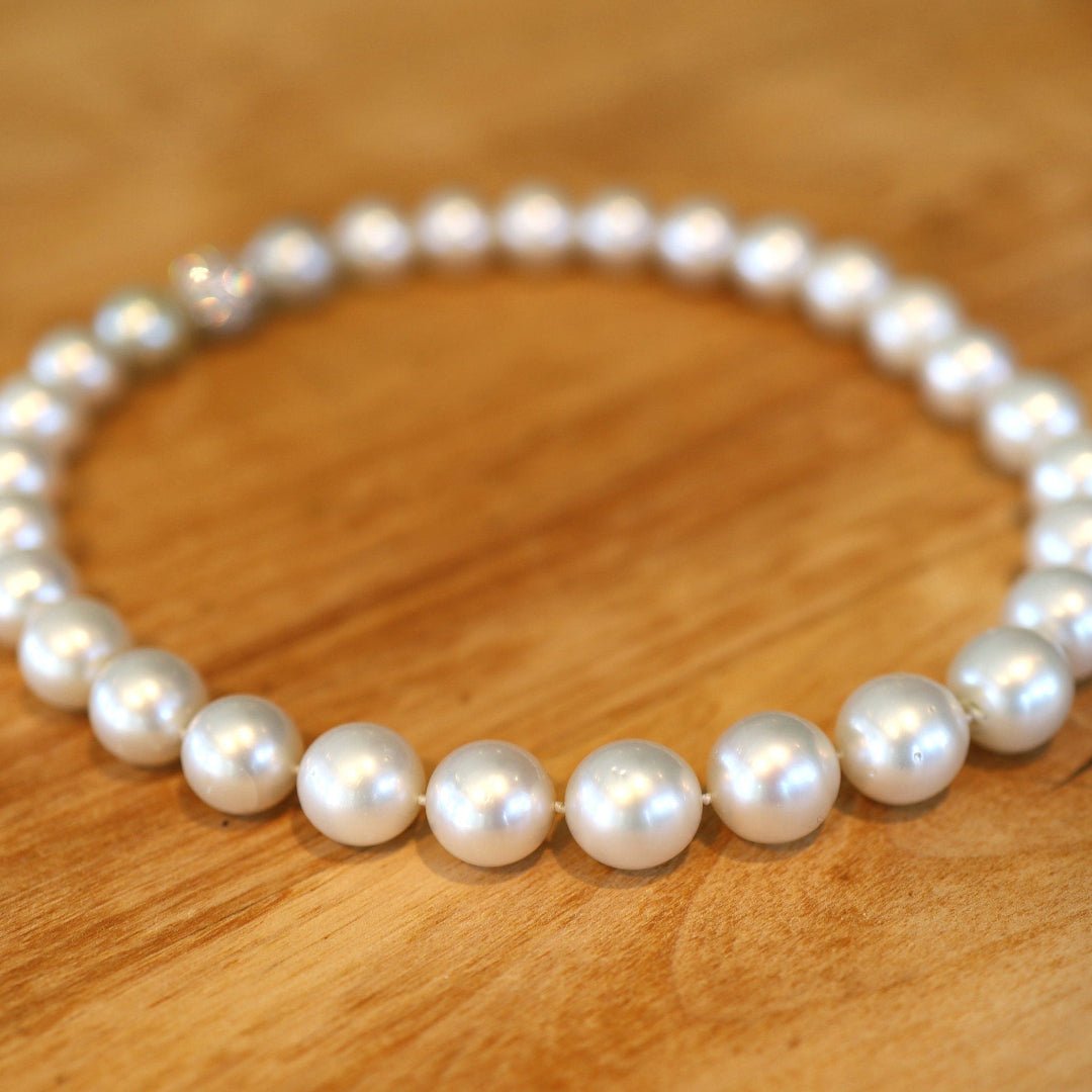 Extraordinary South Sea Pearl Necklace with Pavé Diamond Clasp - Petra Star