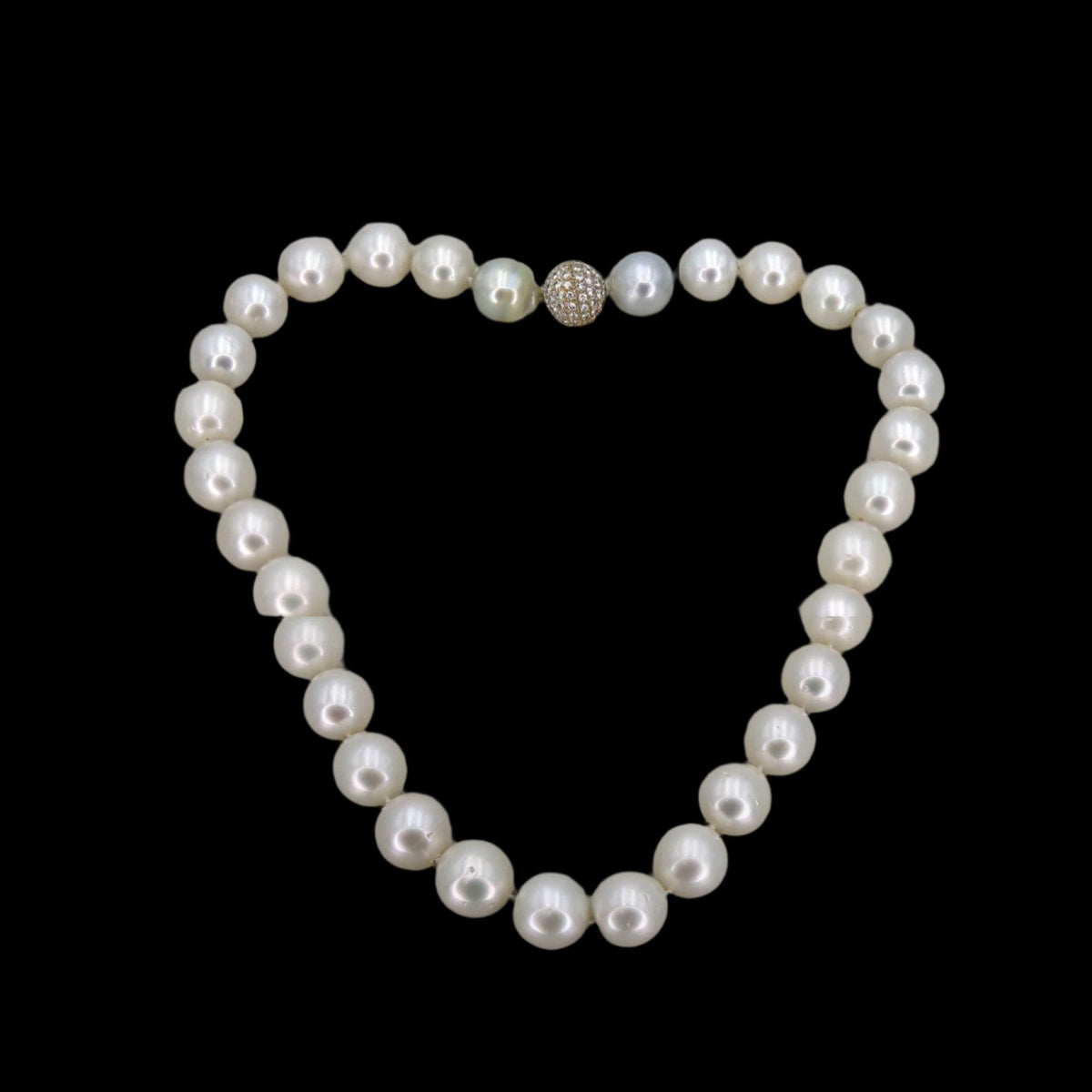 Extraordinary South Sea Pearl Necklace with Pavé Diamond Clasp - Petra Star