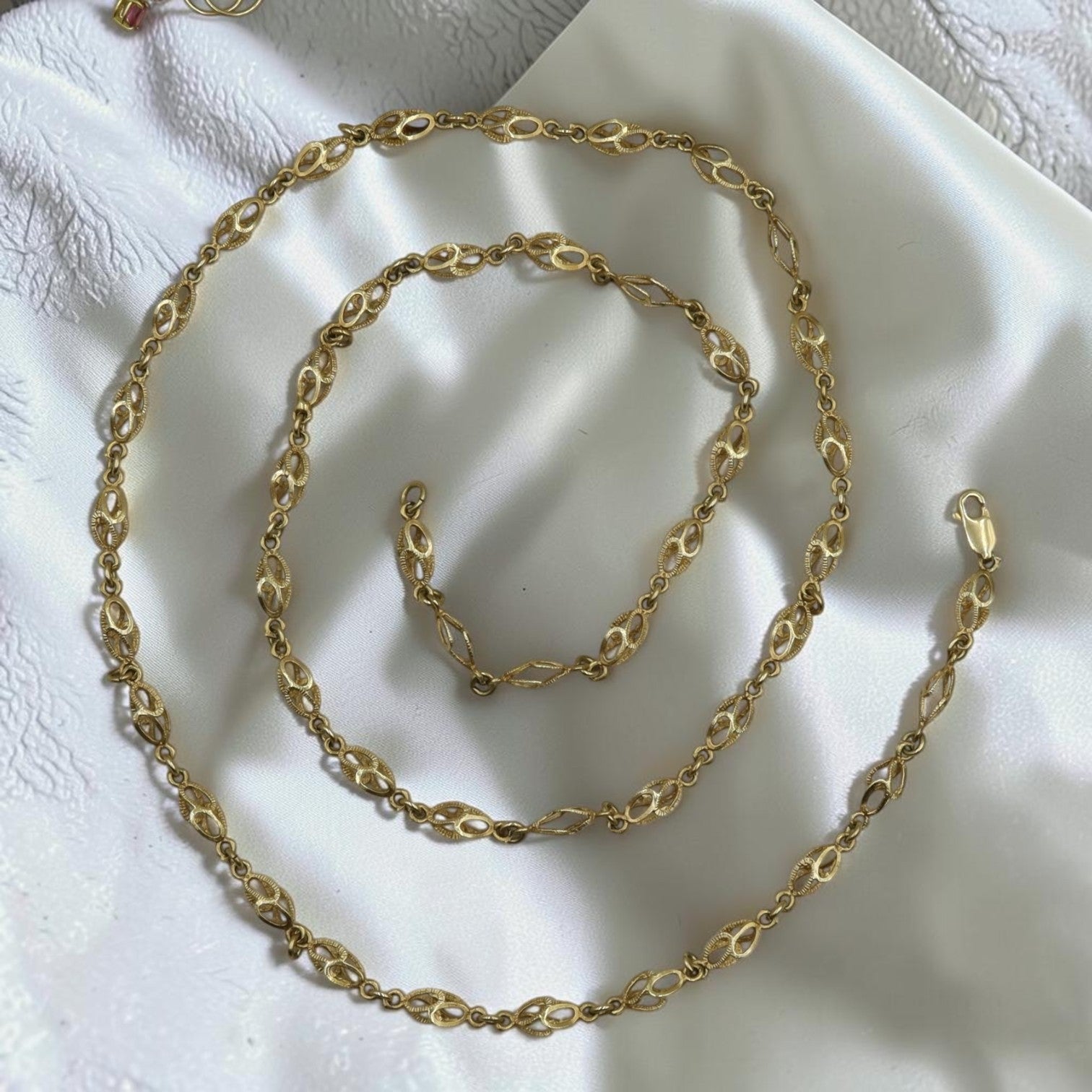 Vintage 14k Gold Fancy Link Chain Necklace | 1970s Italian-Style Gold Chain | 28" Long Layering Necklace | Petra Star Mystic CT