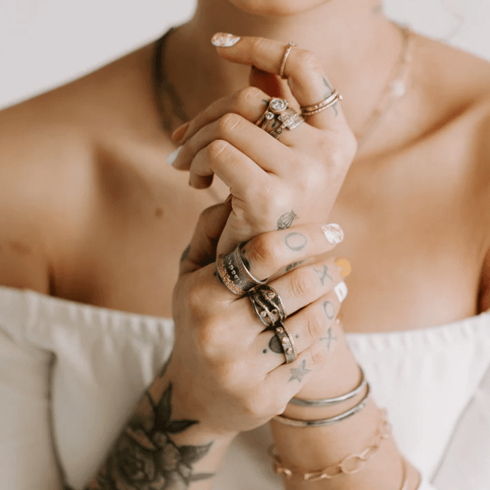 Flared Spring Ring—22k Gold, Oxidized Silver & Reclaimed Diamonds - Petra Star